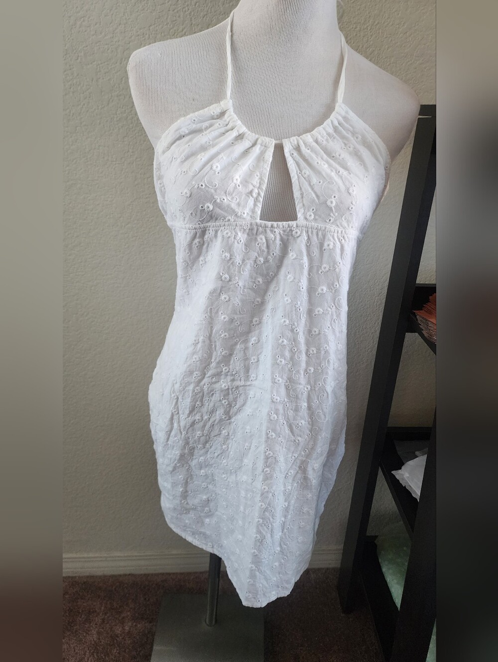 White Eyelet Halter Sundress